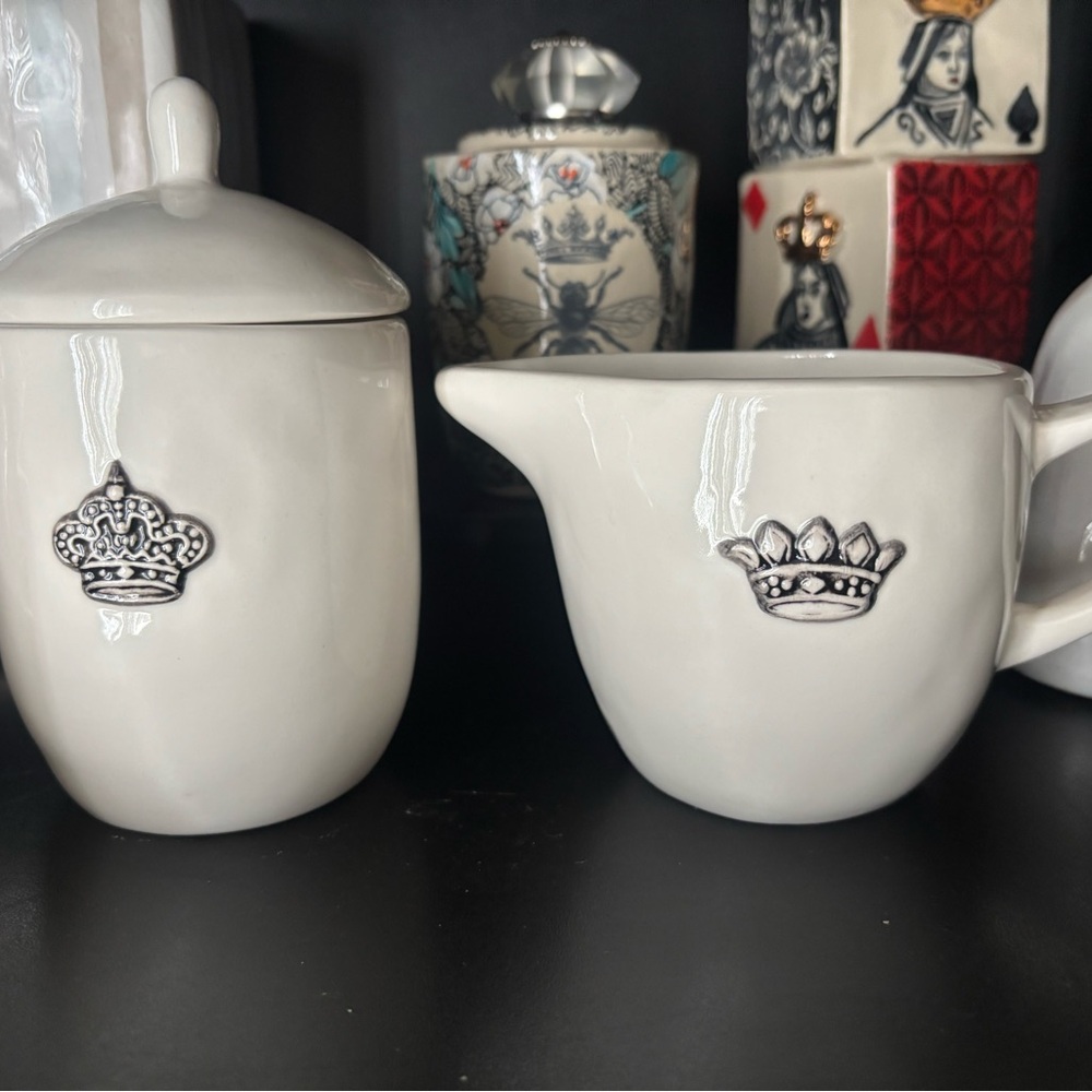 VHTF Rae Dunn Crown line Cream and Sugar